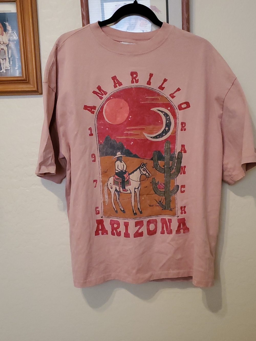 Topshop Dusty Pink Graphic Tee with Southwestern Print